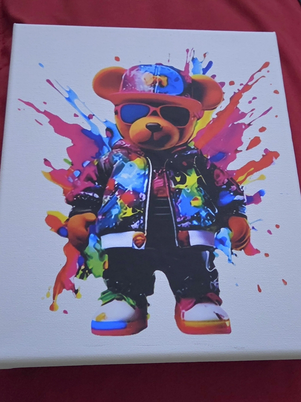 Cusom 8x10 Colorful Bear Pop Art Canvas - Multicolor Home Art